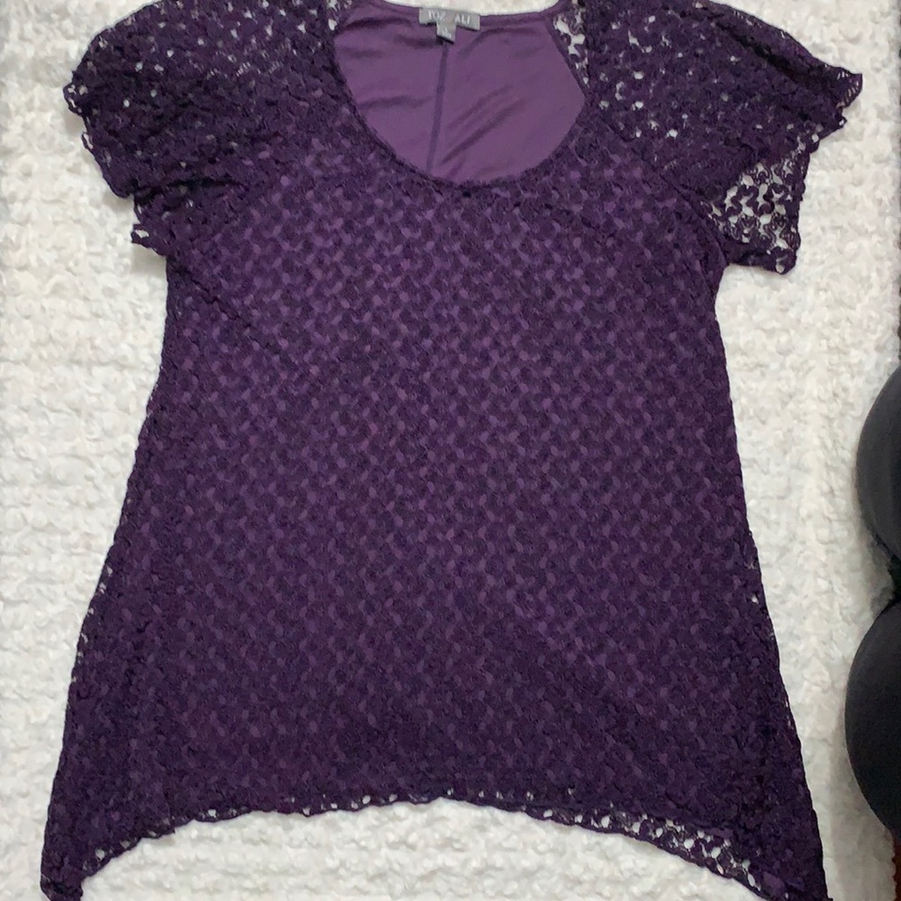 Royal Purple Crotch Laced Top Sz large-PreOwned